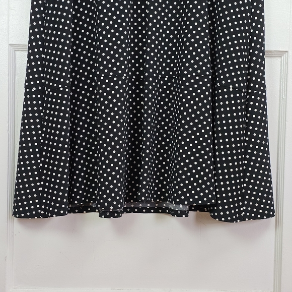 Anne Klein Black and White Polka Dot Knit Fit and Flare Dress 14 - Picture 7 of 12